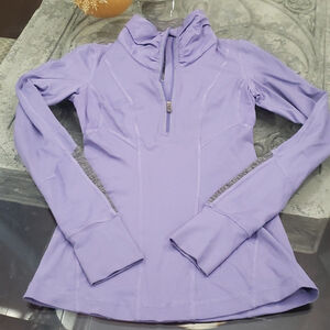 Lululemon Purple / Gray 1/4 Zip Pullover With Ruffle Detail And Pocket